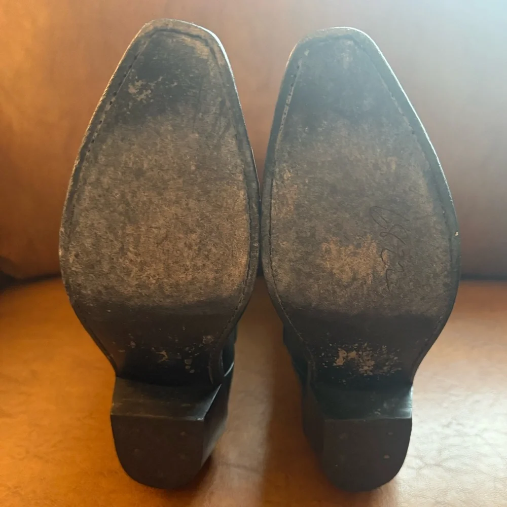 Old West LF1579 Black Snip Toe Cowboy Boots Women 7B Leather Western - Picture 8 of 9